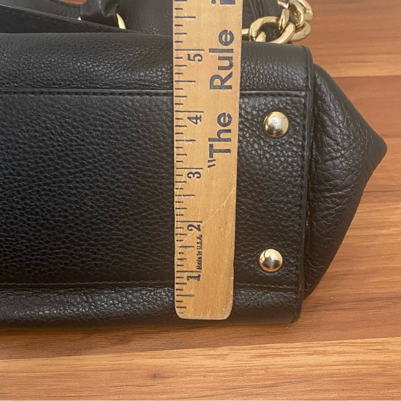 MICHAEL Michael Kors Hamilton Large Black Pebbled Leather Satchel Shoulder Bag - Picture 8 of 16